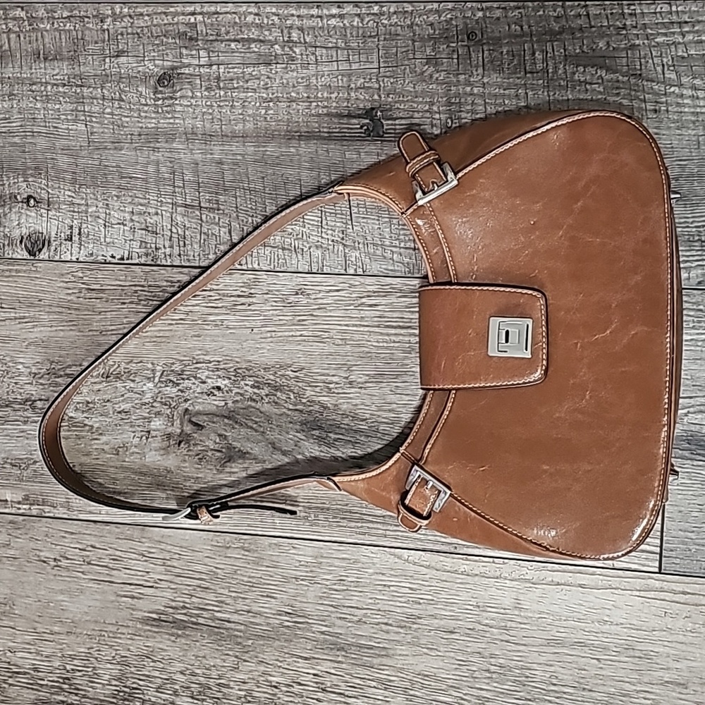 Apt. 9 Vintage 90's Style Kidney Brown Leather Buckle Clasp Should Bag
